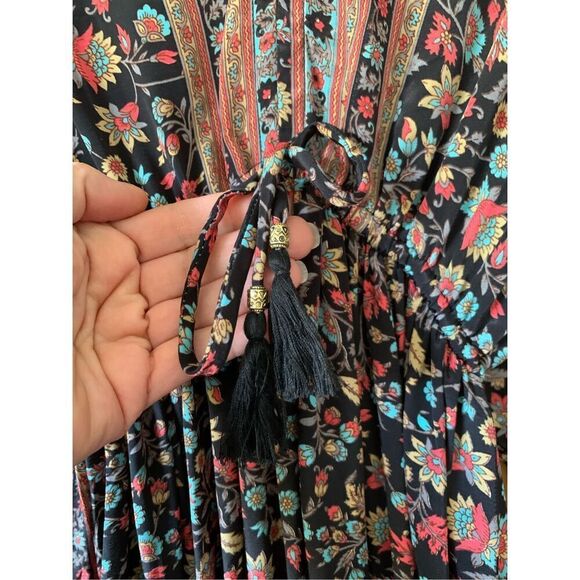 Karma Highway Floral Boho Mini Dress Black Multi OS - Picture 6 of 12